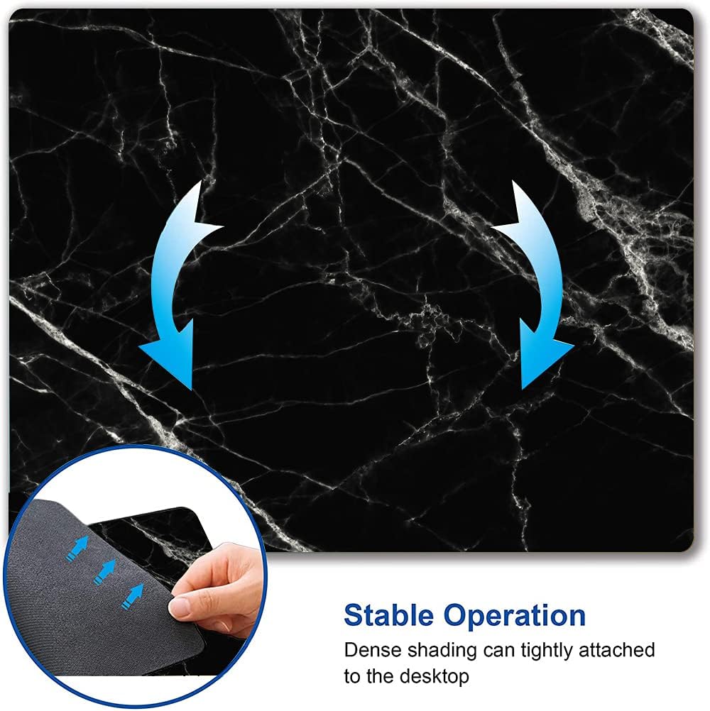 Black Marble Mouse Pad, White Texture Marble Mouse Pad Custom Design, Square Waterproof Mouse Pad Non-Slip Rubber Base MousePads for Office Laptop, 9.5 inch x7.9 inch x0.12 inch Inch