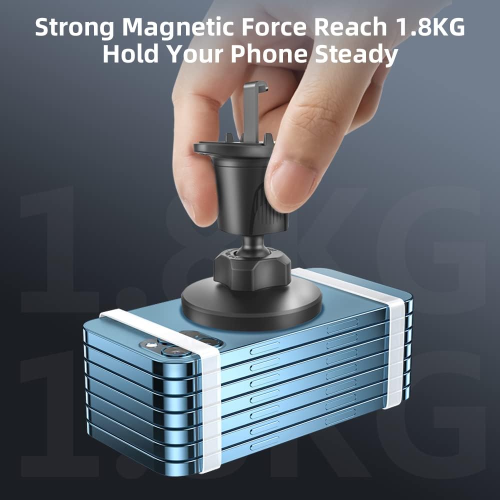 Magnetic Phone Holder for Car - Metal Hook, Compatible with iPhone, Easy Installation, Secure Hold, 360 Rotation, 20-Day Satisfaction Guarantee