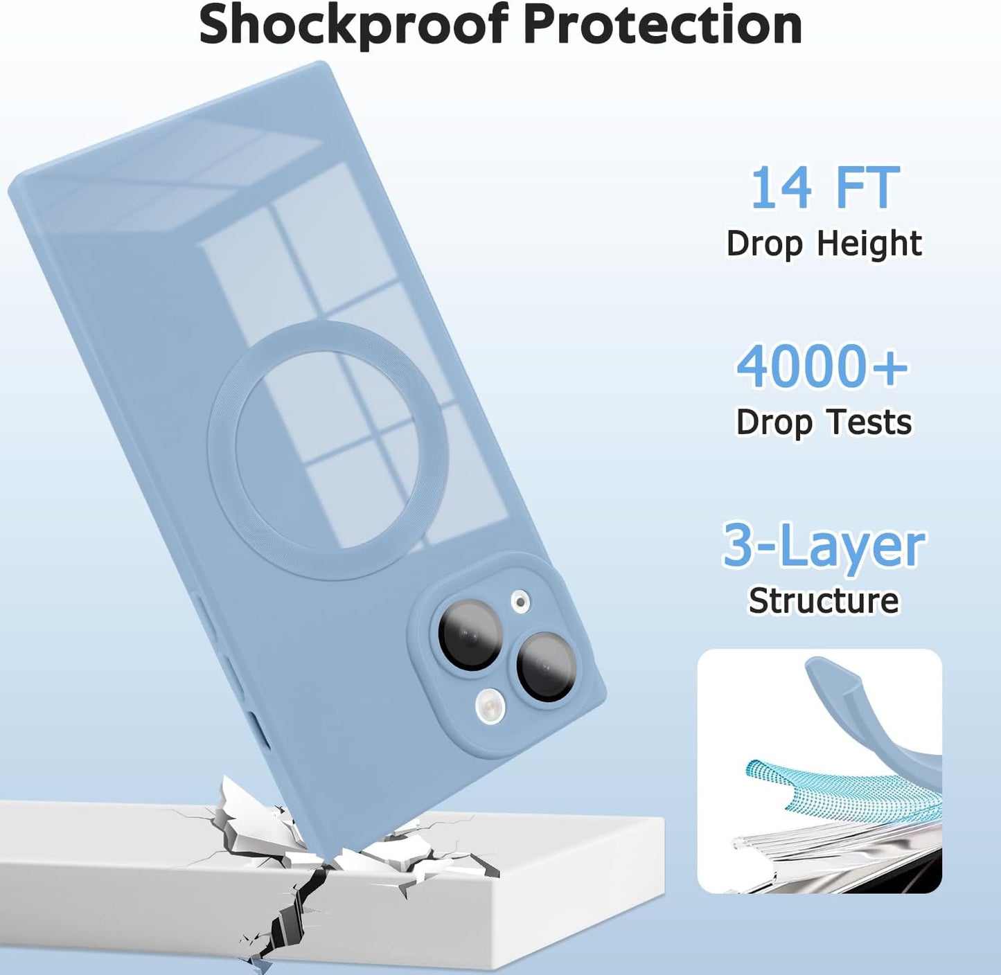 Designed for iPhone 15 Case Compatible with Magsafe Cover Camera Lens Protector Military Grade Protection Shockproof Soft TPU Slim Magnetic Phone Case for iPhone 15 Blue