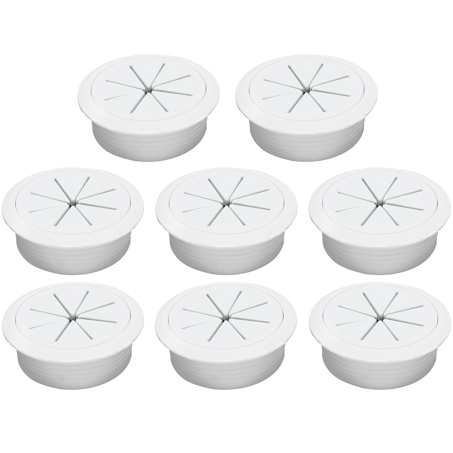 Desk Grommet 2" (50 mm), Desk Hole Cover for Cables White, Cable Grommet ABS Plastic, Desk Hole Grommet for Office and Home Table Cable, Detachable & Flexible Cable Cord Organizer-8 Pcs