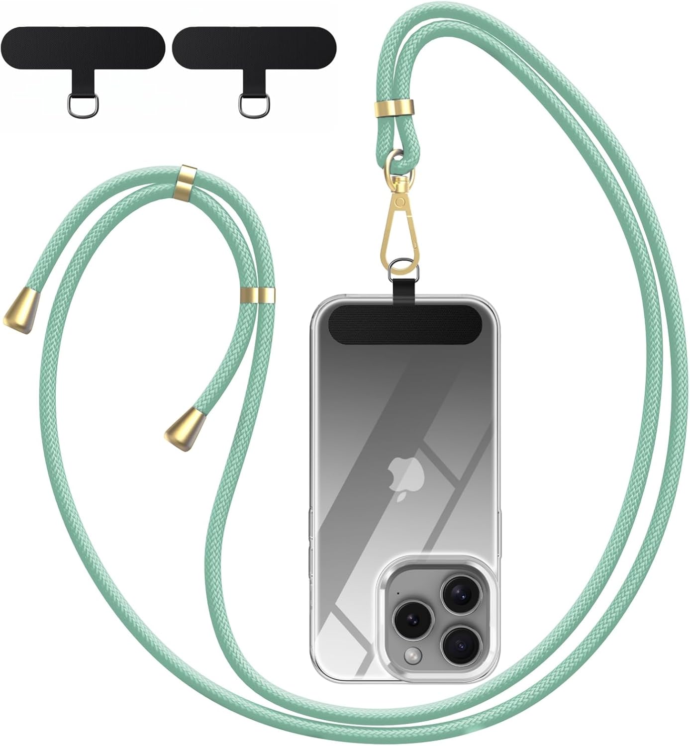 Crossbody Phone Lanyard Strap with 2 Pack Patchs, Adjustable Universal Nylon Neck Strap