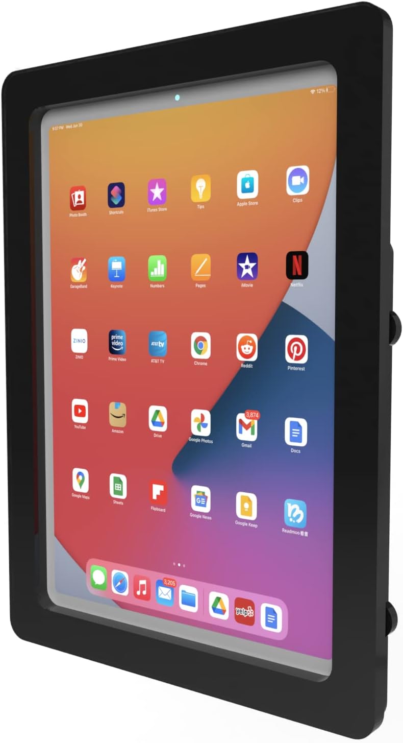 TABcare Anti-Theft Acrylic VESA Enclosure for Apple iPad Pro 11" 1st, 2nd, 3rd, 4th gen. with Free Wall Mount Kit & 90-Degree Angle USB C Cable (iPad Pro 11 1/2/3/4, Black)