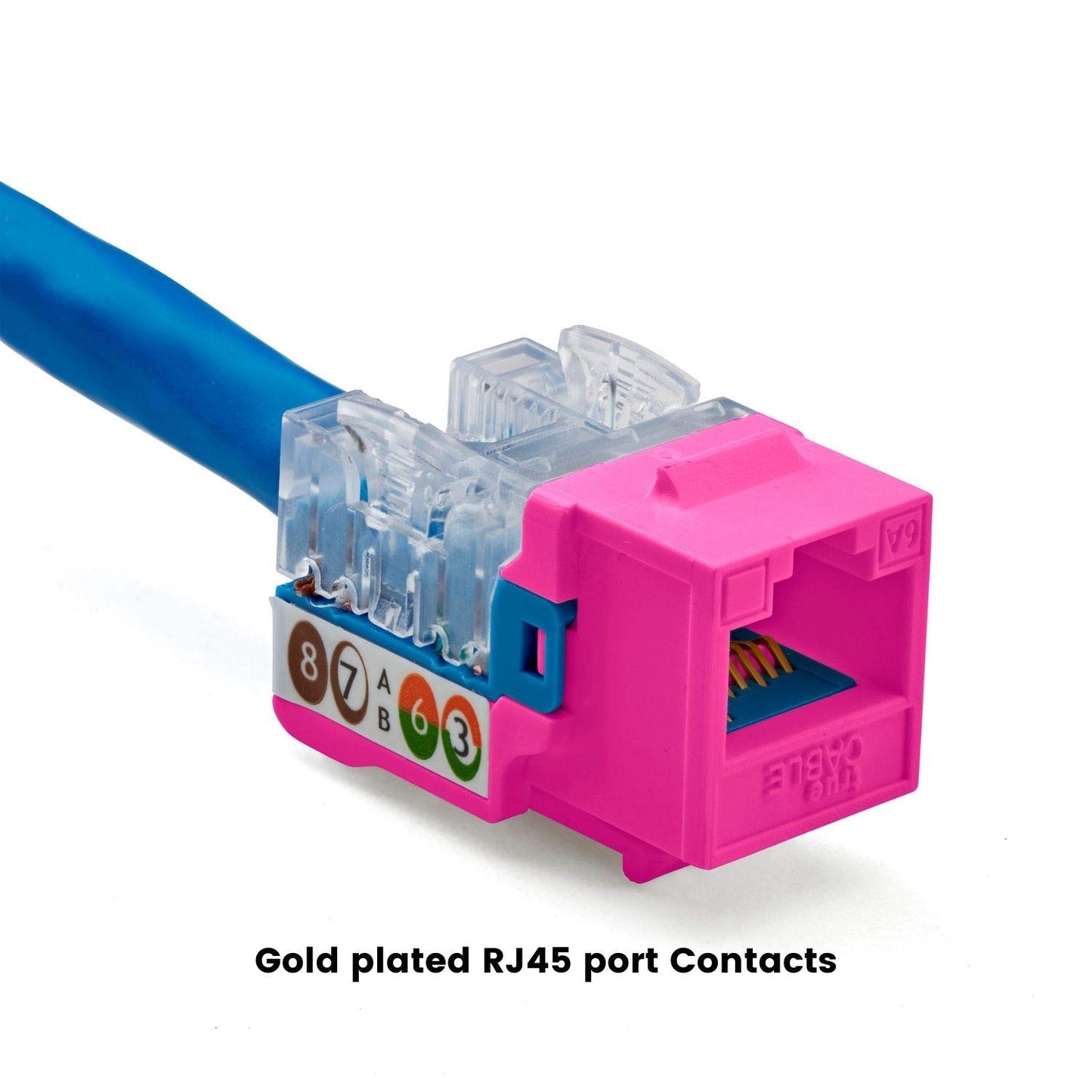trueCABLE Cat6A Keystone Jack, Unshielded (UTP), 90 Degree Punch-Down, PoE++ (4PPoE), UL Listed, ETL Verified, ANSI/TIA Certified, Modular RJ45 Female, Pink, 24 Pack