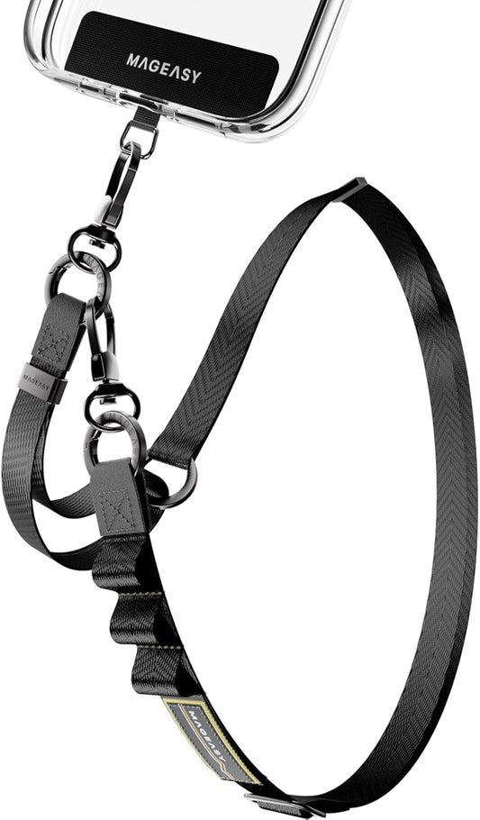 MAGEASY 2-In-1 Cell Phone Lanyard Crossbody - Universal Crossbody Phone Strap & Phone Wrist Strap with Built-in Keychain, Phone Tether Tab | Anti Drop & Anti Theft for Daily & Outdoor Activities