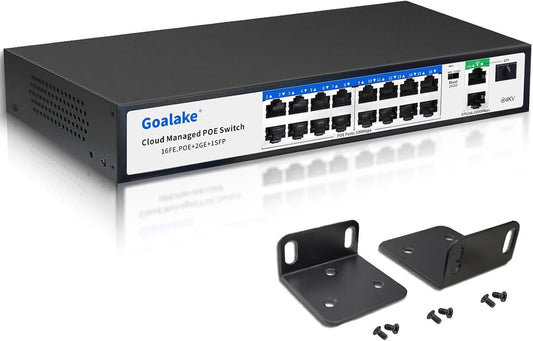 19-Port Ethernet PoE Switch, 16 PoE+ Ports @240W, 2 Uplink Gigabit Ports + 1 Combo SFP Slots, Easy Smart Managed Ethernet Switch, Metal Plug and Play, AI Extend &Vlan, Fanless, Overload Protection