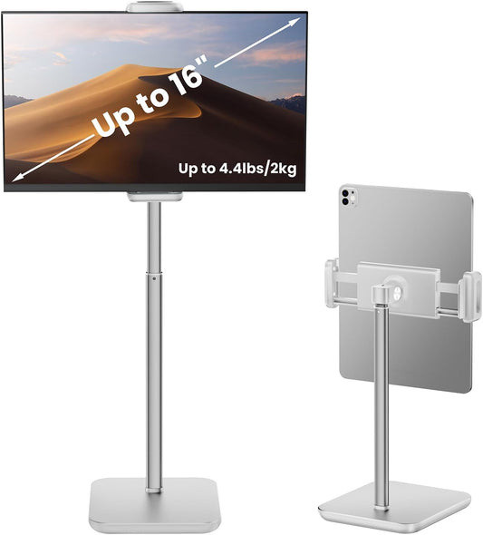 tounee Portable Monitor & Tablet Holder Stand, 4.4lb (2kg) Holding Strength, Height Adjustable Up to 18.11", Ideal for 4.7"-16" Devices (15.6" Portable Monitors, iPad, iPhone, Kindle)-White