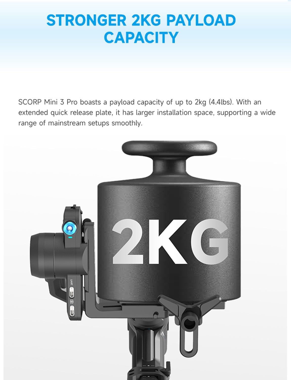 FeiyuTech SCORP Mini-3-Pro Gimbal Stabilizer for Camera Mirrorless/Compact/Action Cameras,Smartphone,18m AI Tracking,Detachable Remote Handle,4.4lbs Payload,3-axis Gimbal for Canon Sony Nikon
