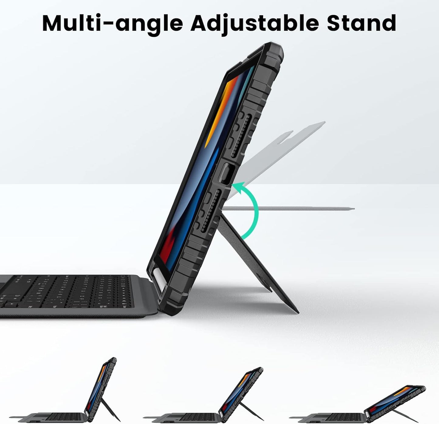 Nillkin iPad 9th Generation (10.2", 2021) Case with Detachable Keyboard, Magic Trackpad, Portrait/Landscape Modes, Rugged Keyboard Case with Camera Cover for iPad 8th/7th Gen, Black