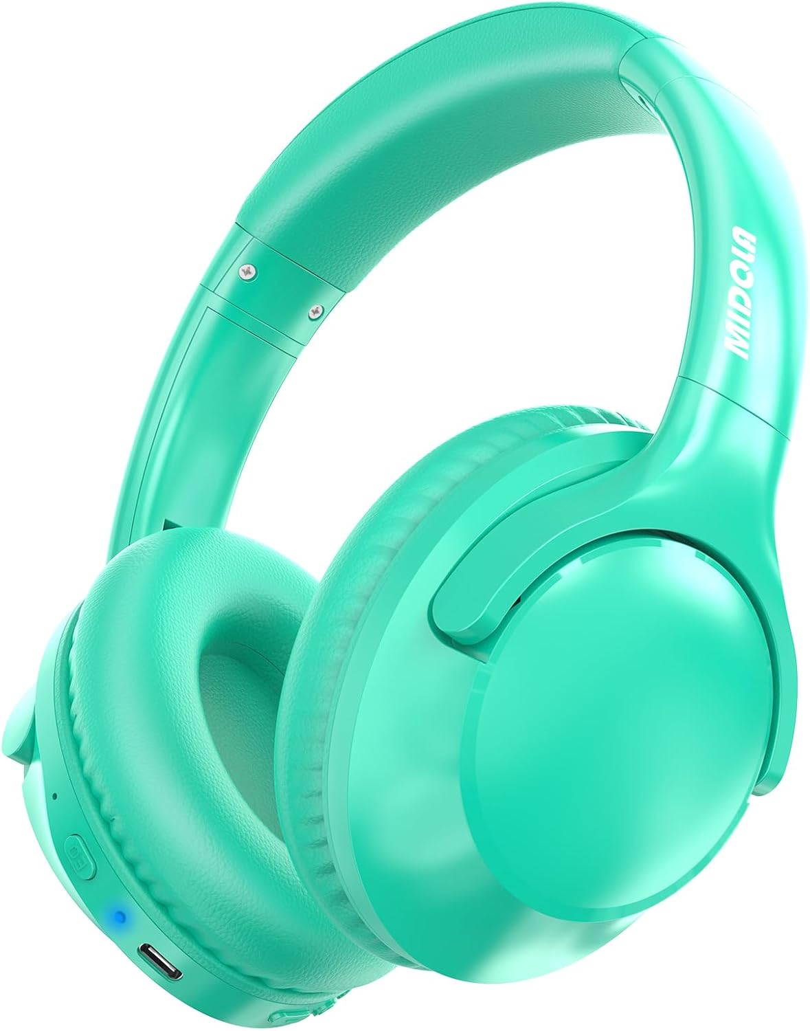 MIDOLA Bluetooth Headphones Over Ear 68H Playtime 6 EQ Wireless Headset with Microphone HiFi Stereo Foldable Lightweight Deep Bass for Travel Home Office Cellphone Cyan