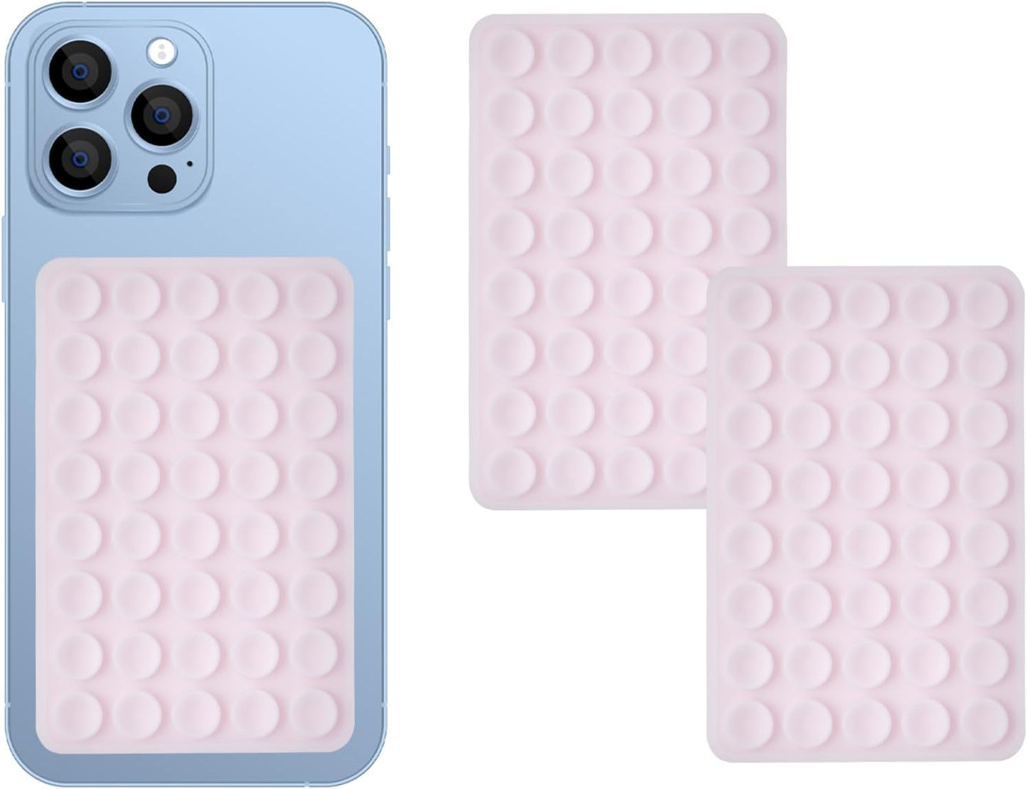 2 Pack Silicone Double-Sided Suction Grip – 40 Cups per Side, Strong Hold for iPhone, Galaxy, Pixel, Android – Hands-Free for Selfies & Videos(Chalk Pink)