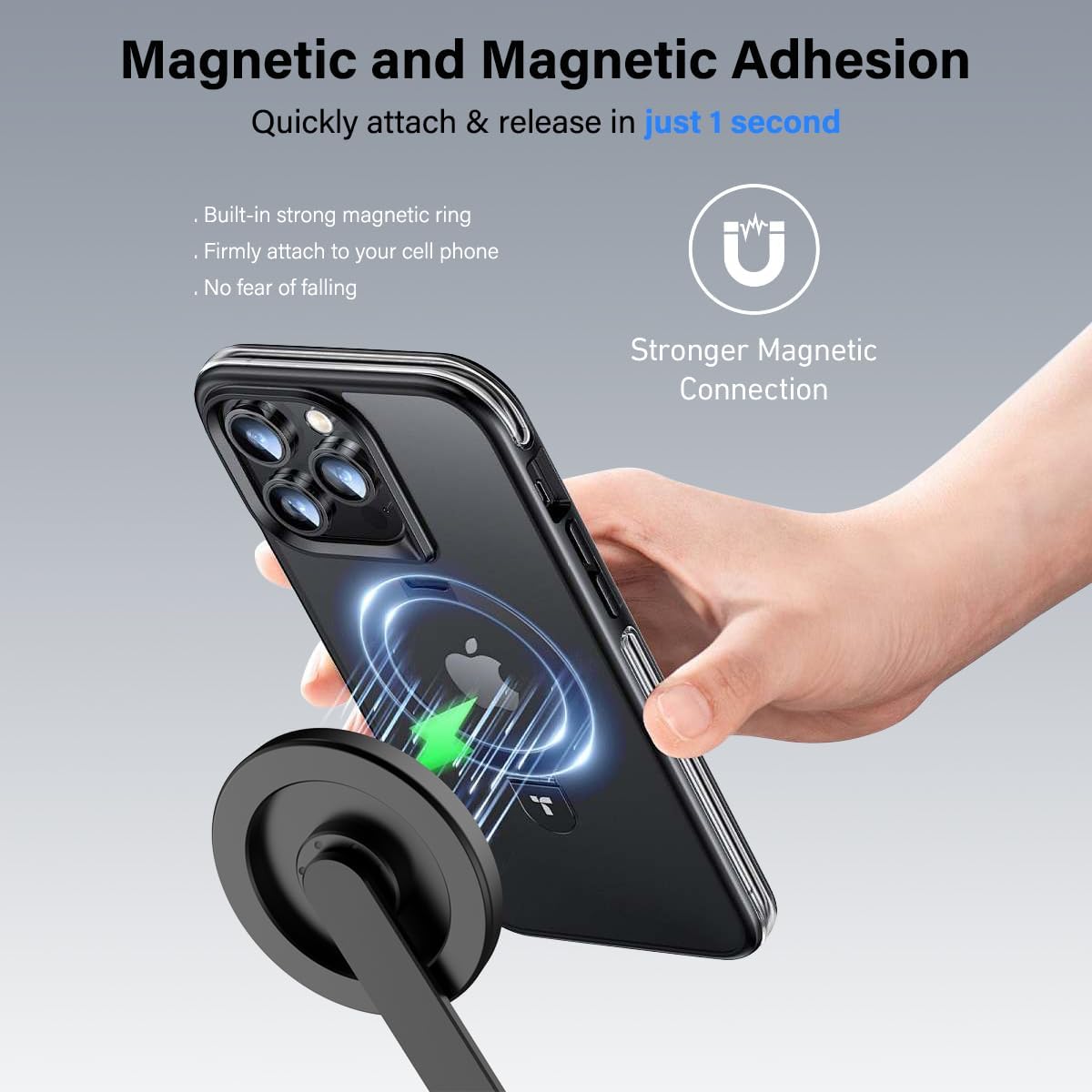 PHOPIK 35" Magnetic Selfie Stick Phone Tripod, Extendable Phone Tripod with Cold Shoe and Remote,Compatible with iPhone/Android/Sport Camera Perfect for Video Recording/Selfies/Insta360 x5（Black）