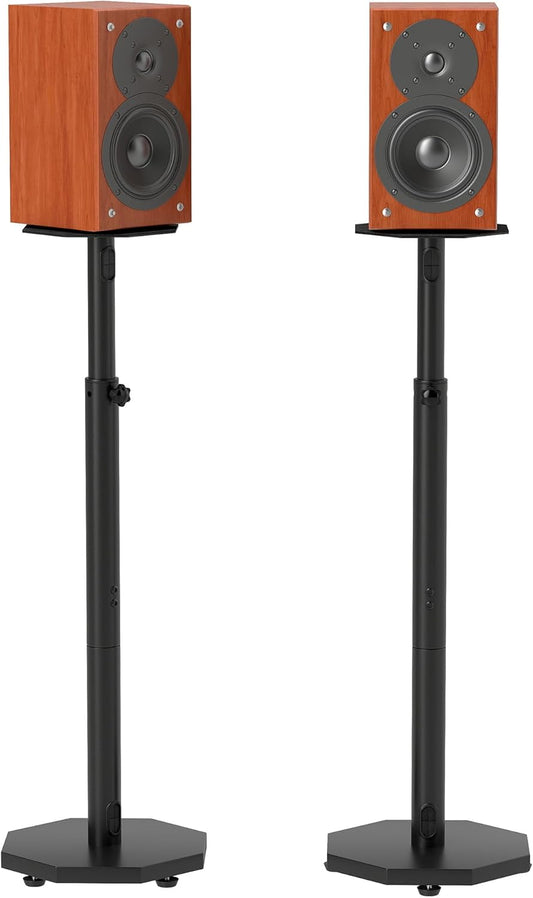 Universal Floor Speaker Stands Pair,Surround Sound Bookshelf Speaker Stands Support Up to 22 lbs for Home Theater Studio, 32.6" to 43" Height Adjustable