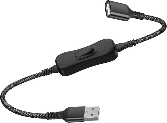 Itramax USB On Off Switch Cable for Carplay 1FT,Inline USB Power Switch USBA Male to Female Extension Cord with Switch Upgraded Toggle Cable for PC,TV,Car,LED Strip,Desk Lamp,Fan,Light