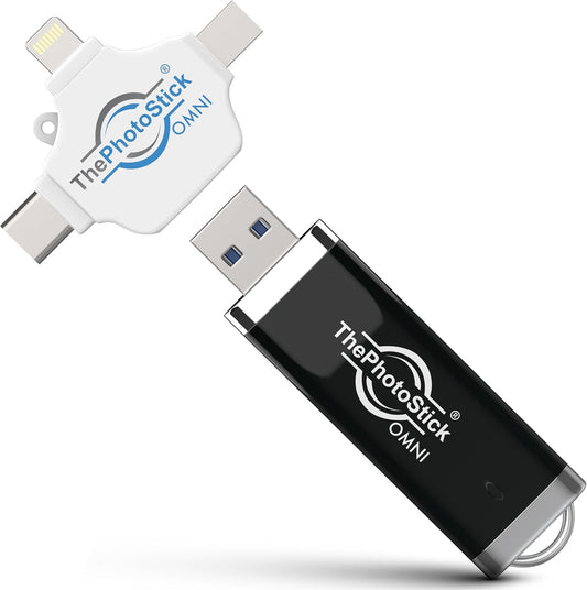 ThePhotoStick® Omni 128GB USB Flash Drive & Memory Stick – Photo & Video Backup for iPhone, Android, Mac & PC – Multiport Connection to Easily Store & Transfer Files