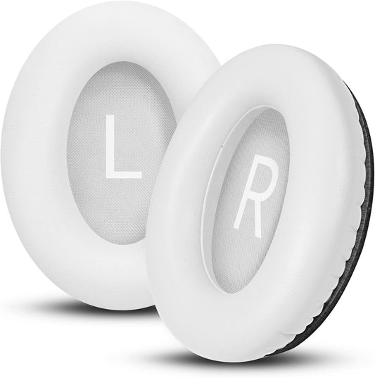 Headphones Replacement Ear Pads, Protein Leather earpad Cushions for Bose QuietComfort 45（QC45） Headphones, Softer Memory Foam - White