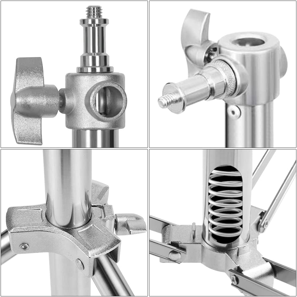 Stainless Steel Heavy Duty Photography Tripod Light Stand, 9.19 Feet/2.8m Studio Lighting Tripod for Speedlight, Strobe Light, Softbox, Umbrella