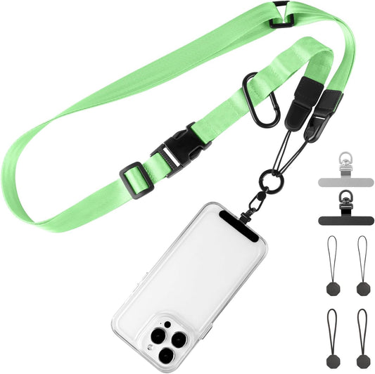 Adjustable Crossbody Phone Lanyard, Universal Phone Wrist Strap and Phone Neck Strap with Tether Tab, Phone Lanyard with Quick Release, Suitable for iPhone and Most Smartphones, Light Green