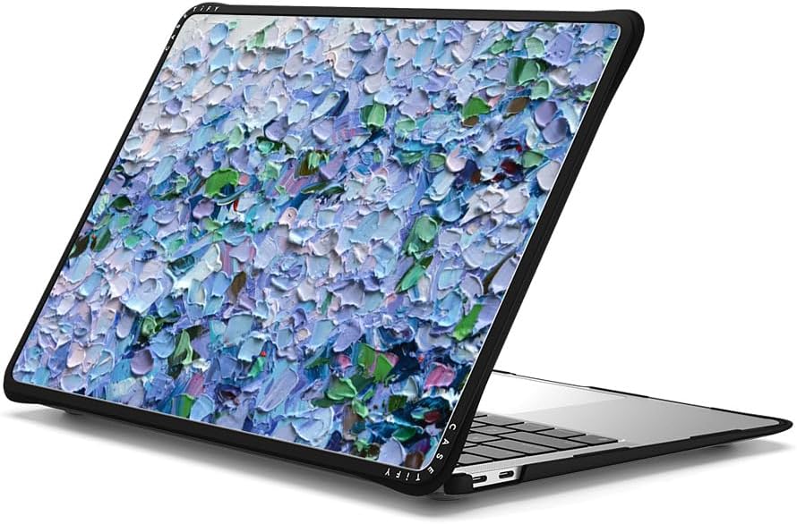 CASETiFY Impact MacBook Air 13" (M1/Intel) Case [Cushioned Impact Corners/Scratch-Resistant/Anti-Slip Grip] - Nantucket Blue Hydrangeas - Clear Black