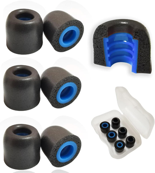 Small Earbuds Memory Foam Tips Fit 5mm-7mm Anti-Slip Isolation Noise Replacement Earbuds Tips for in-Ear Earphones with Storage Box