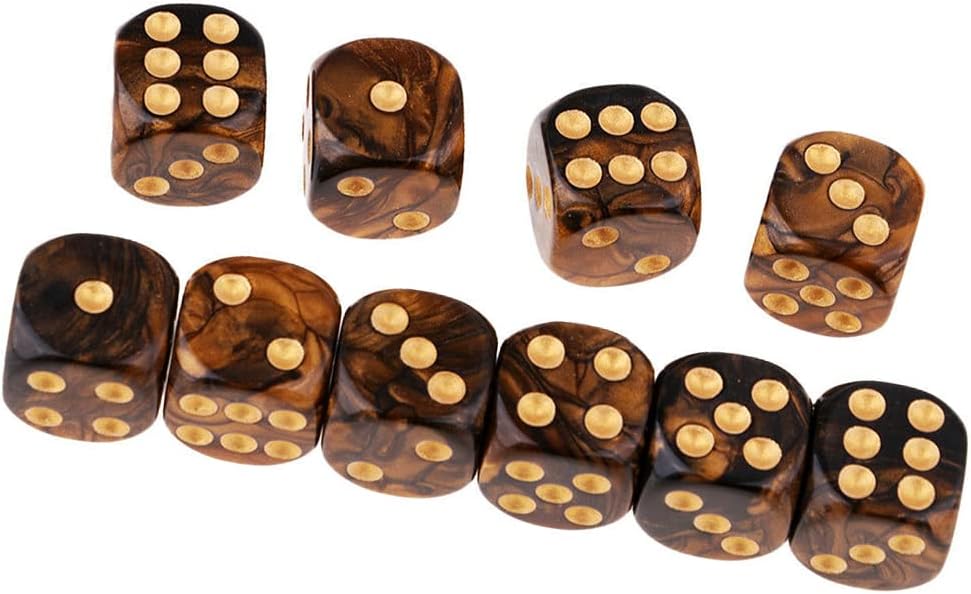 Yiotfandoll 20PCS Polyhedral Dice D6 Dice 16mm Acrylic 6 sided Dice Game Dice for RPG MTG DND Dice Table Games (Purple Blue and Black Gold)