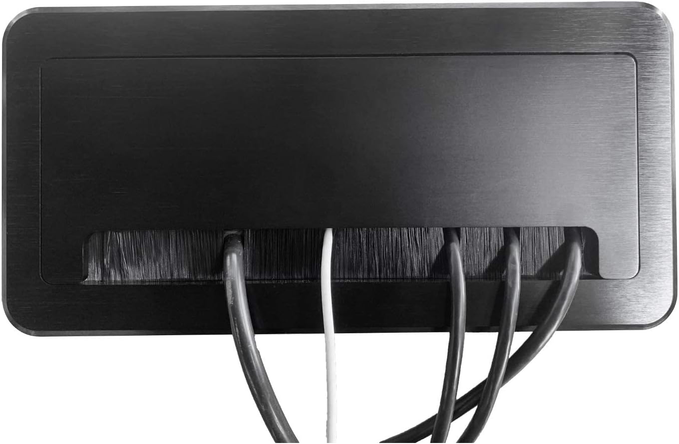 ZESHAN Cable Cubby Conference Table Power Box with 45 Degree Angle Convenient Plug-in Socket, Power Fully Enclosed Bottom Box Power Socket, USB, HDMI, RJ45