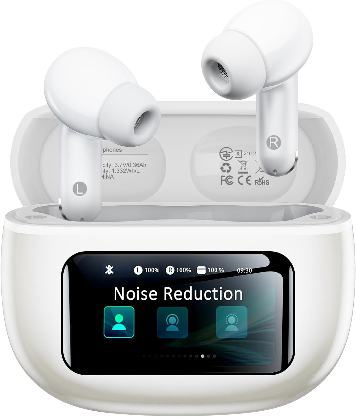 Wireless Earbuds, Ear Buds Active Noise Cancelling with Charging Case, 6.0 Bluetooth Earbuds with AI Clear Calls, 40H Playtime for Sports & Working, Stereo Sound Headphones for iPhone/Android/iPad