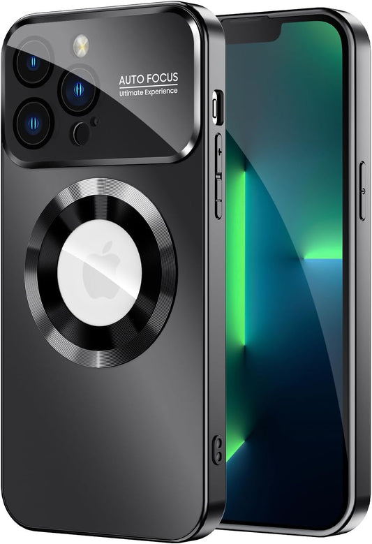 Magnetic for iPhone 13 Pro Case, Built-in Camera Lens Protector, Compatible with MagSafe, Logo View, Military Grade Protective Phone Cover, Black