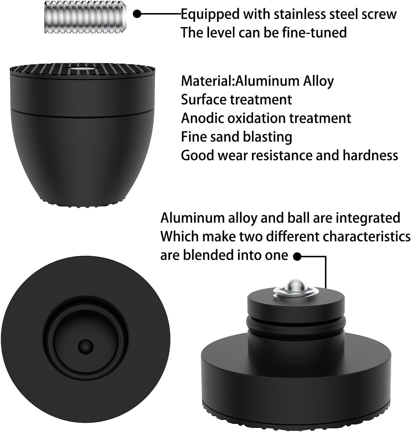 Audiocrast 4X HiFi Speaker Spikes Stand Feet Pads 30x33mm Isolation Feet, Aluminum Speaker Shock Absorber for Subwoofer Amp Turntables DAC