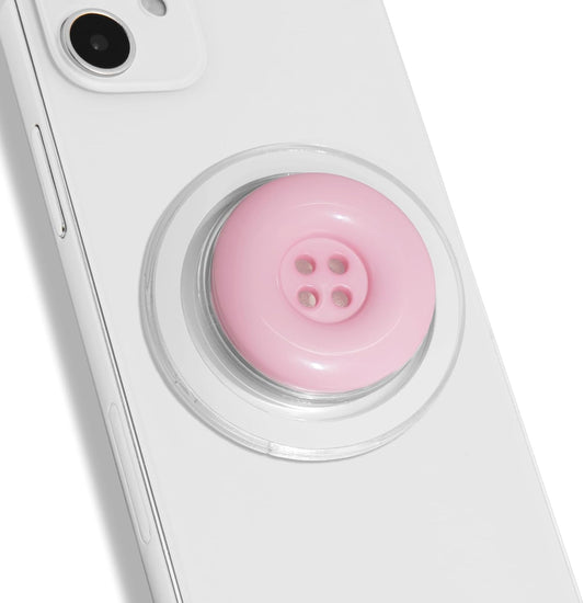 Solid Color Button Phone Grip – Minimalist Design, Durable and Lightweight, Grip and Stand for Smartphones (Baby Pink, Magnetic Type)