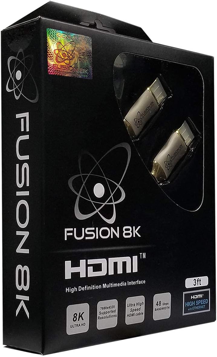 HDMI 2.1 Certified Cable Supports 10K 8K @60Hz and 4K @120Hz Compatible with All TVs, BluRay, Xbox Series X, PS5 (3 Feet)