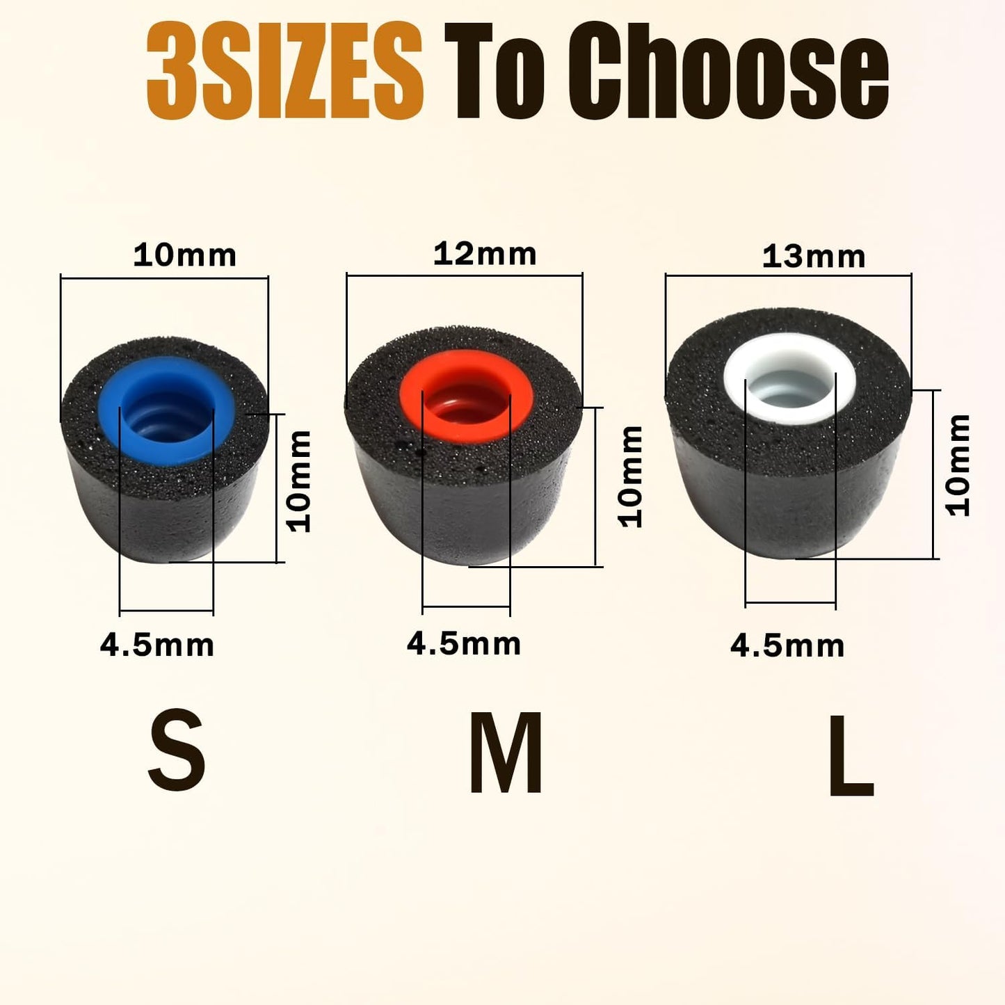 Memory Foam Tips Replacement Earbuds Tips Noise Reduction Anti-Slip fit 4.5mm-6.3mm Nozzle in-Ear Earphones with Storage Box