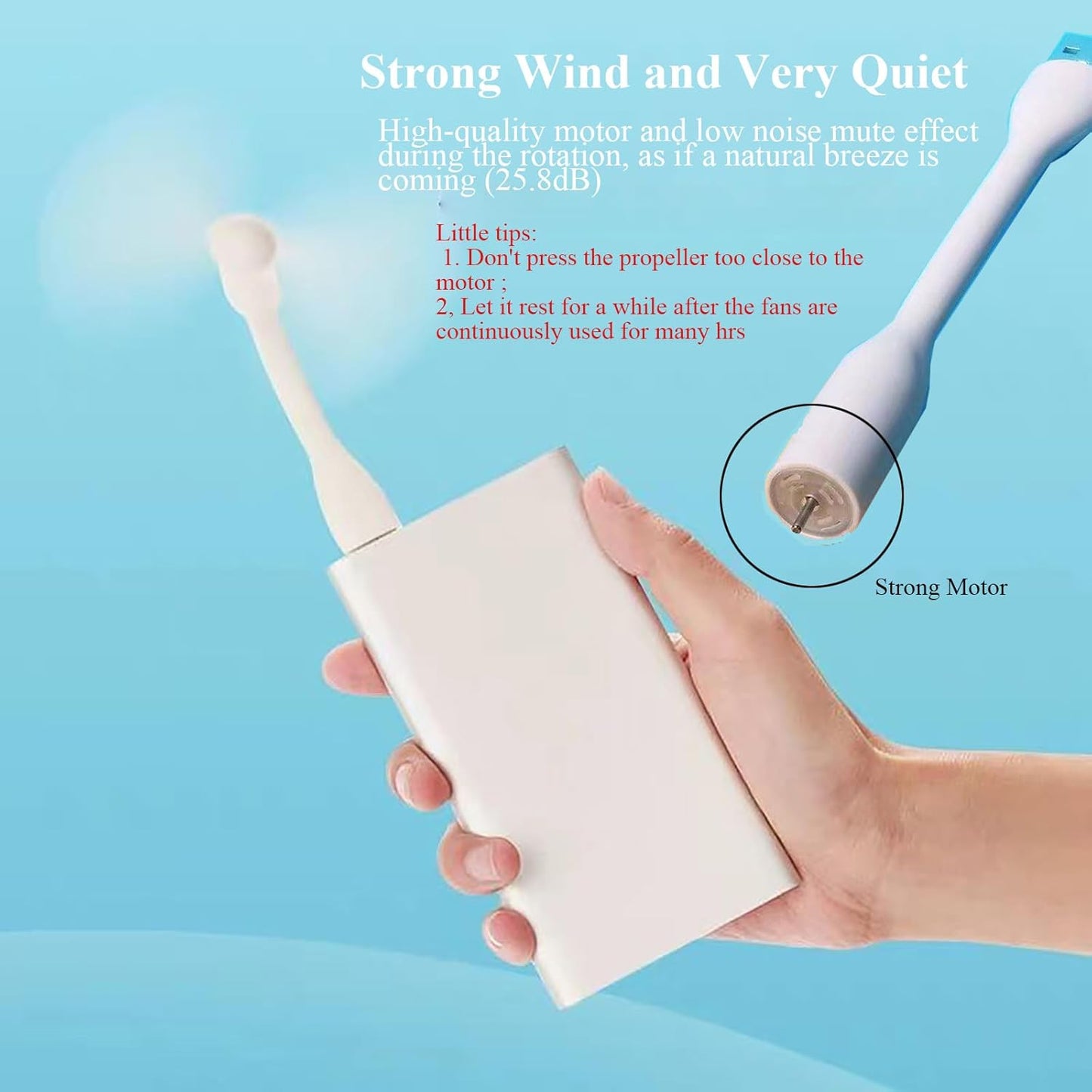 Mini USB Fan, Portable Pocket Fan USB-A Powered Little Cooler, Quiet Operation, for Home Office Car Outdoor Travel- 4 Pack (White)