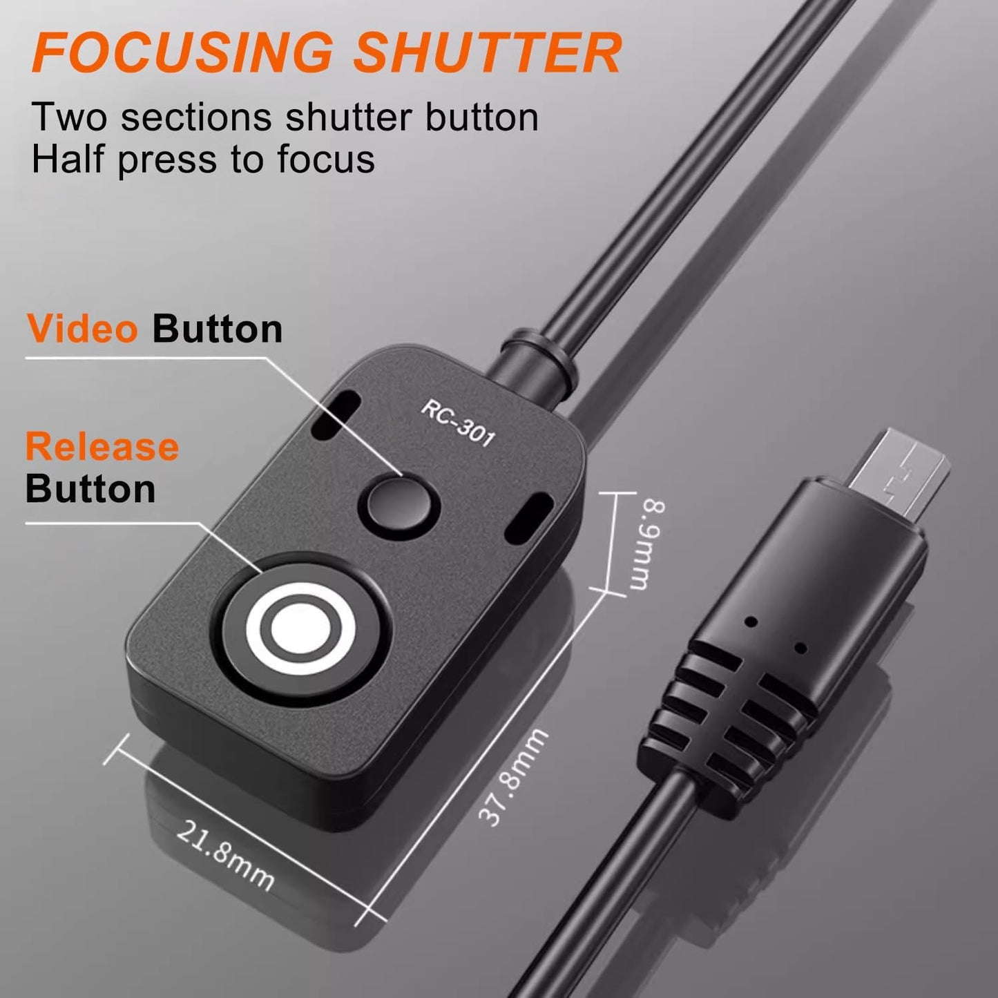 Small Release Shutter Remote Control Cable RC-301 S2 for Sony Support Video Camera Cable a7m4 a7r4 a7r2 r3 m2 a9 a1 a6600 a6500 (500cm/196in)
