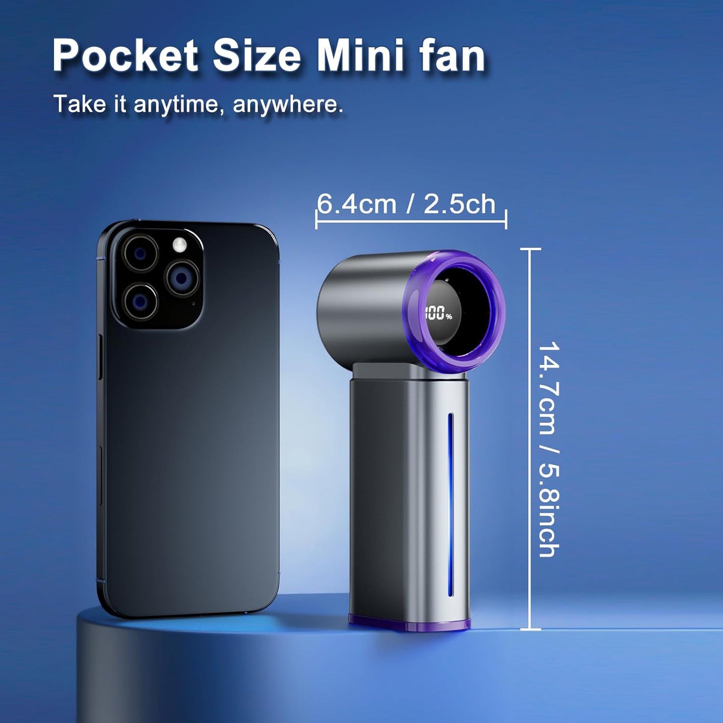 Portable Misting Fan - Mini Handheld Fan - 5000mAh Rechargeable Personal Mister Fans with Digital Display, 1-199 Speeds Adjustable, Birthday Gifts for Women Men Travel/Outdoor/Home/Office (Grey)