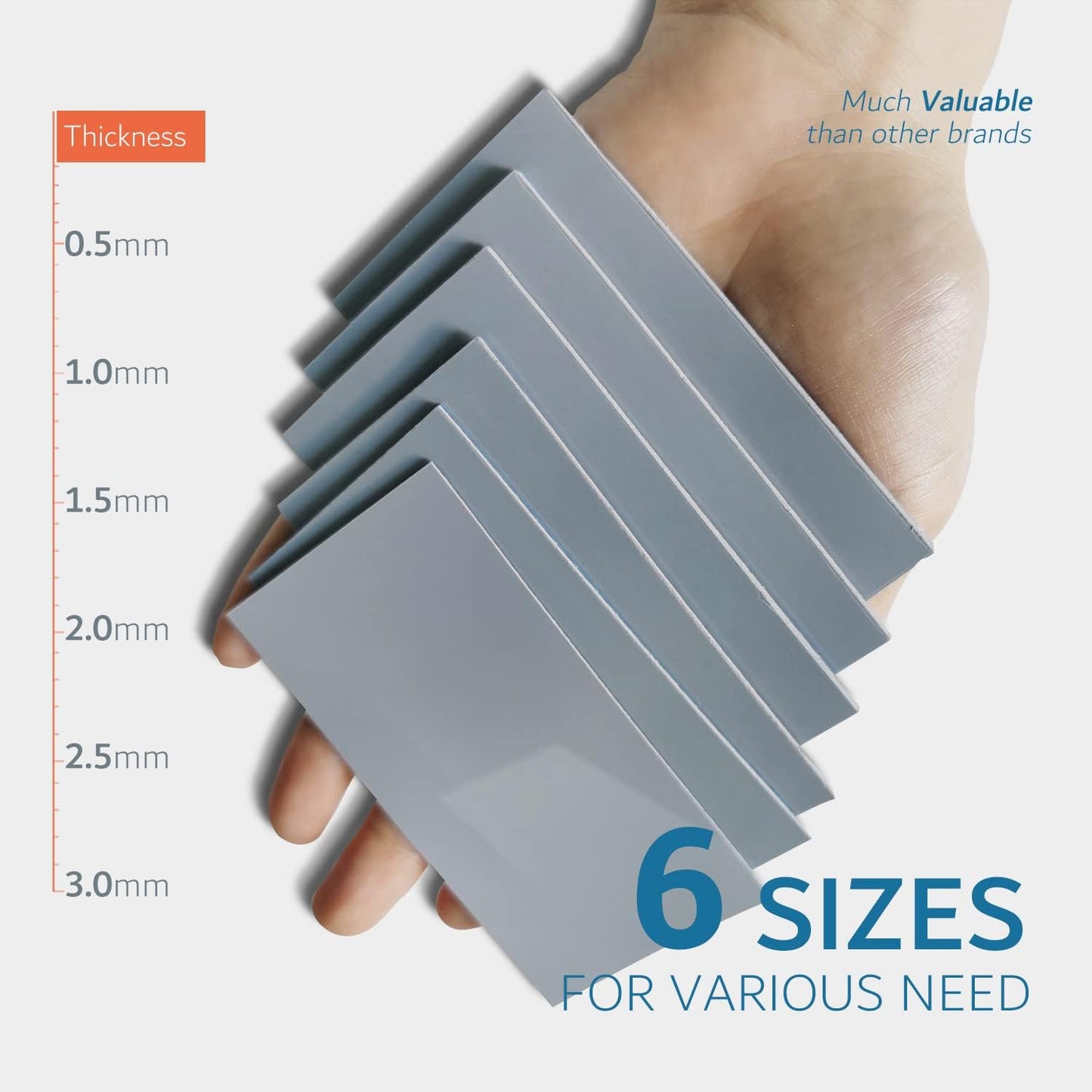 Aairhut Thermal Pad 13W/mK [0.5~3mm], 85 x 45 x 0.5mm Silicone Cooling Pad Non Conductive Heat Resistance Extreme Odyssey Cover with Dual Self-Adhesive Films for PC Laptop PS4/PS5/CPU/GPU/Computer