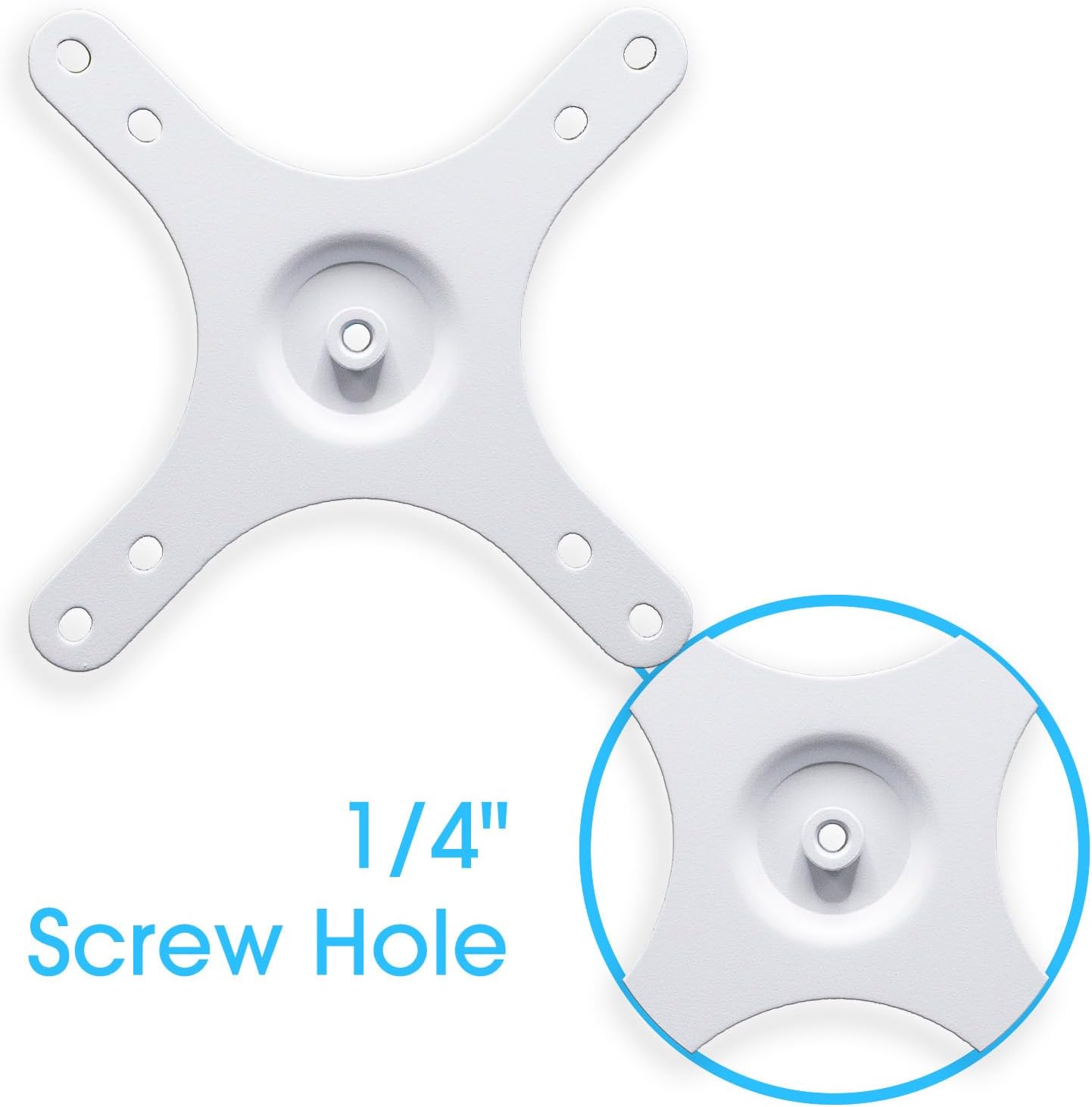 Kado Portable Monitor Mounting Adapter Bracket Plate White, 1/4" Screw Hole to 100x100mm 75x75mm, M4 Screw Set Wall Mount Arm Mount Universal, Tripod Camera Stand for Desktop Monitor Portrait Mode