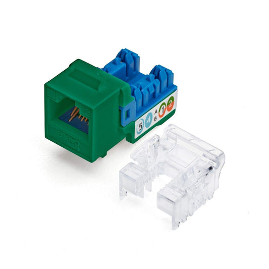 TRUE CABLE Cat5e Keystone Jack, Unshielded (UTP), 90 Degree Punch-Down, PoE++ (4PPoE) 100W, UL Listed, ETL Verified, ANSI/TIA Certified, Modular RJ45 Female, Green, 48 Pack