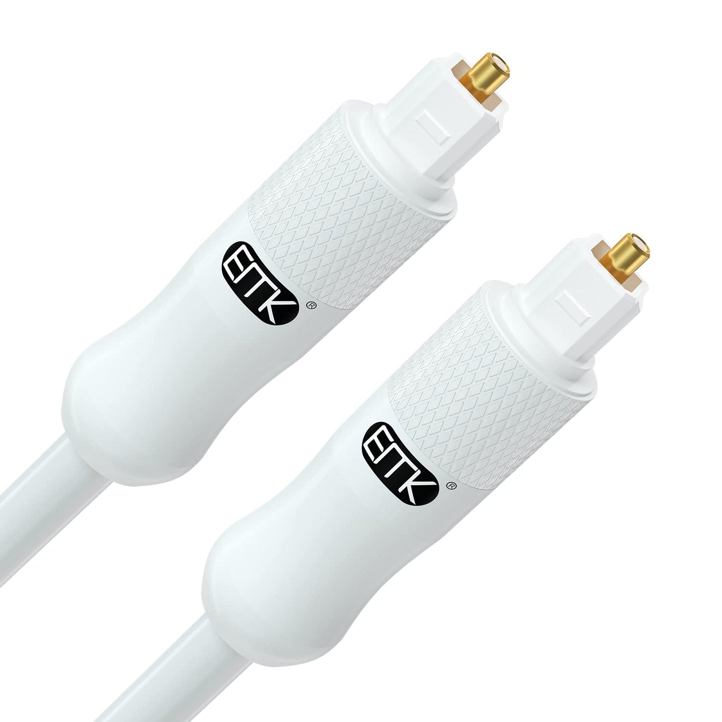 EMK White Optical Audio Cable [4ft/1.2M] - Digital SPDIF Toslink Fiber Optic Cable for Sound Bar, TV, Home Theater, Blu-ray Player - White, High-Speed, Low-Loss, Gold-Plated Connectors