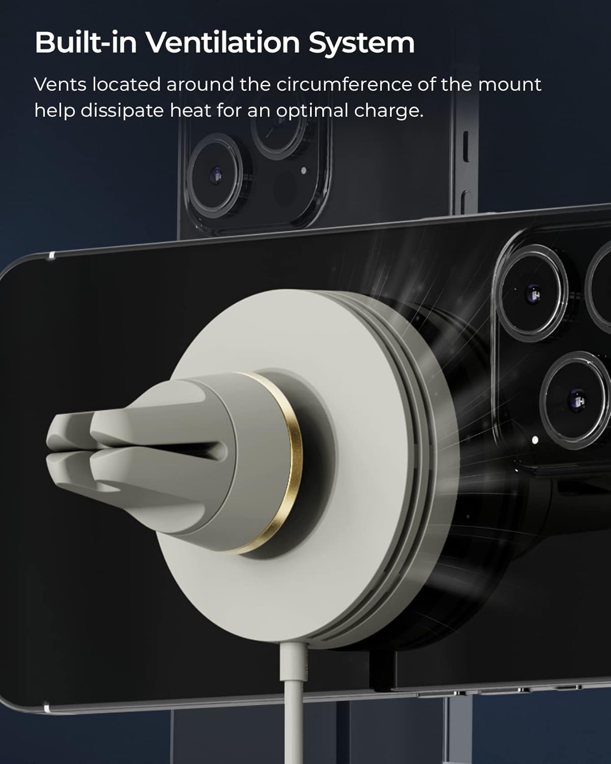 iOttie Velox Mini MagSafe Compatible Air Vent Car Mount in Astral Gray with Wireless Charging for iPhone 13, 14, 15 Series