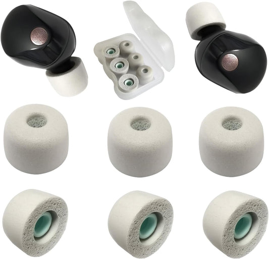 Memory Foam Eartips for Sony WF-1000XM5 Filter Screen Foam Tips for WF-1000XM5 WF-1000XM4 Earbuds Case, 3 Pairs Large Gray