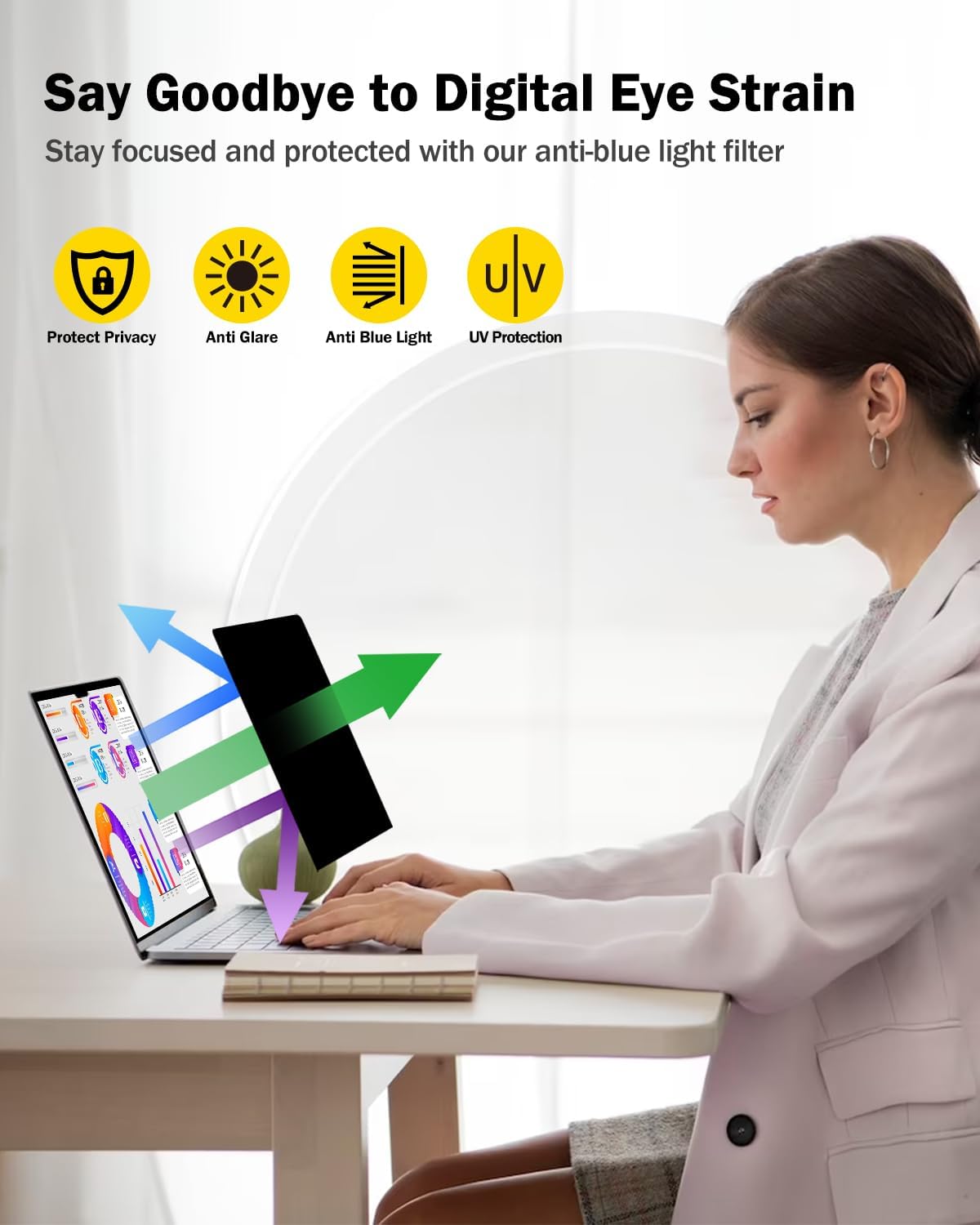 F FORITO 17.3 Inch 16:9 360° Laptop Privacy Screen Protector, Anti Peeping and Anti Glare Laptop Privacy Shield, Reduce Eye Strain & Eye Protection