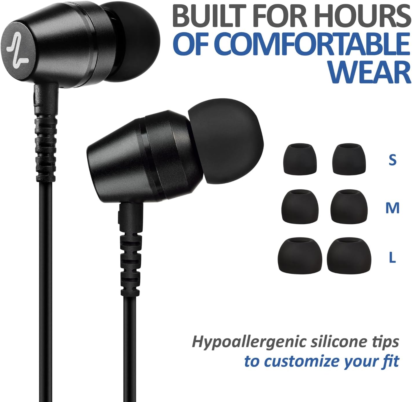 LUDOS OMNITONE Wired Earbuds in-Ear Headphones, 5 Year Warranty, Earphones with Microphone, 3.5 mm Jack Corded Ear Buds, Videoconference for iPhone, Samsung, Computer, Laptop, Kids, School Students