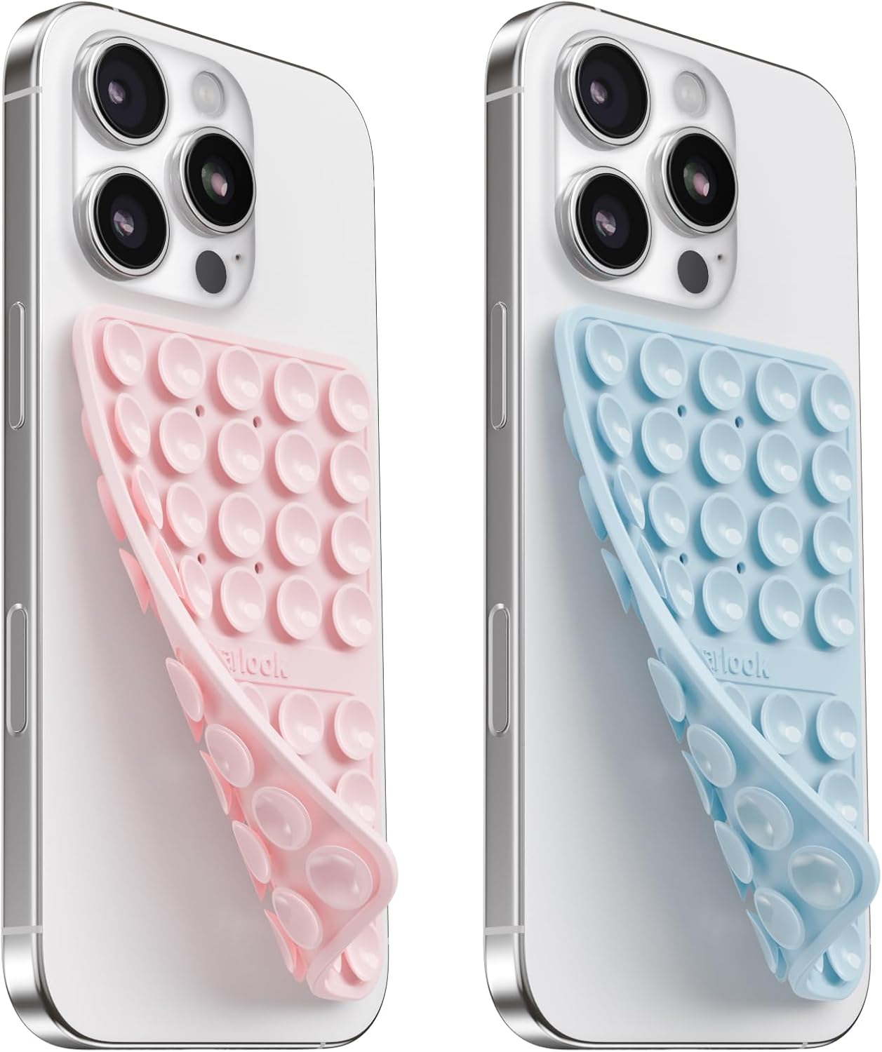 2PCS Silicone Suction Cup Phone Case Mount Double Sided, Hands-Free Phone Accessories Holder for Selfies and Videos, Silicon Sticky Phone Grip for iPhone and Android Light Pink&Light Blue