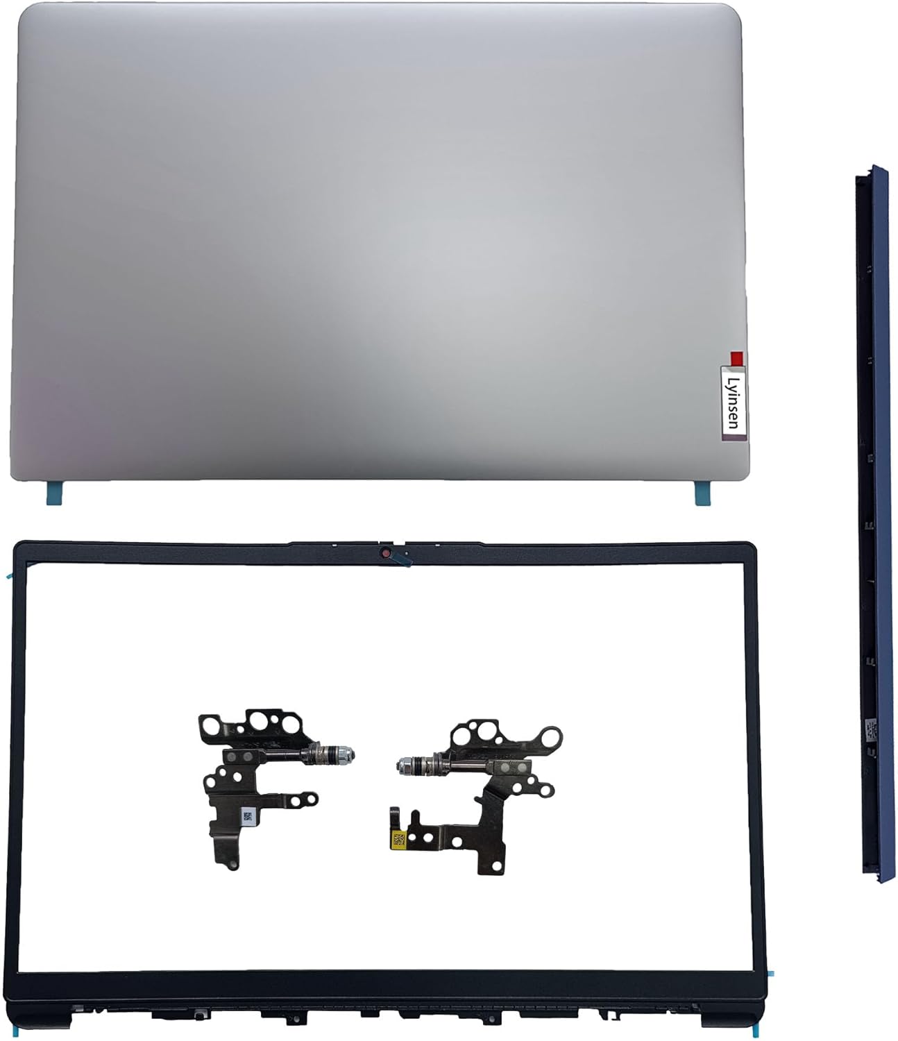 Replacement Laptop LCD Cover Back Rear Top Lid Bezel Hinges with Hinge Cover for Lenovo IdeaPad 1 15ADA7 1 15AMN7 5CB1F36621 5B30S19034 5H50S29036 5CB1F36618 Silver