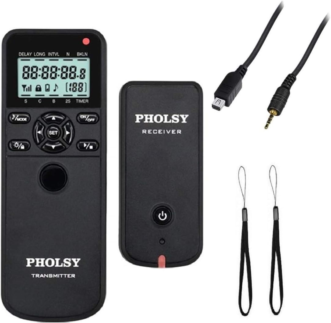 PHOLSY Wireless Timer Remote Release Control with Intervalometer and HDR for Olympus E-M1, E-M5 II, E-M5, E-M10 II, PL8, PL7; for Panasonic S5, S1H, S1RM, S1, G95, G91, G90, G9, FZ10002, GH5, GH6
