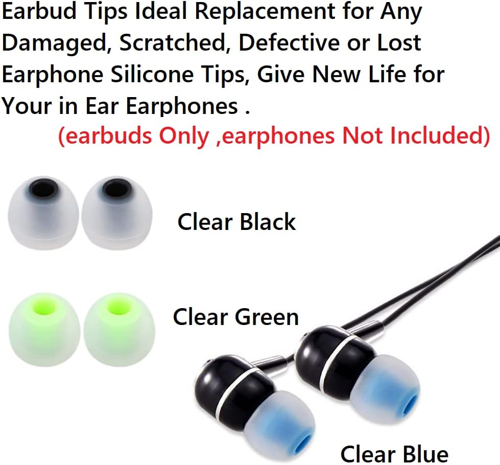 Earbuds Replacement Tips Silicone Earbud Tips Ear Gels Fit for Inner Hole from 3.8mm - 5.1mm Earphones 9 Pairs S/M/L