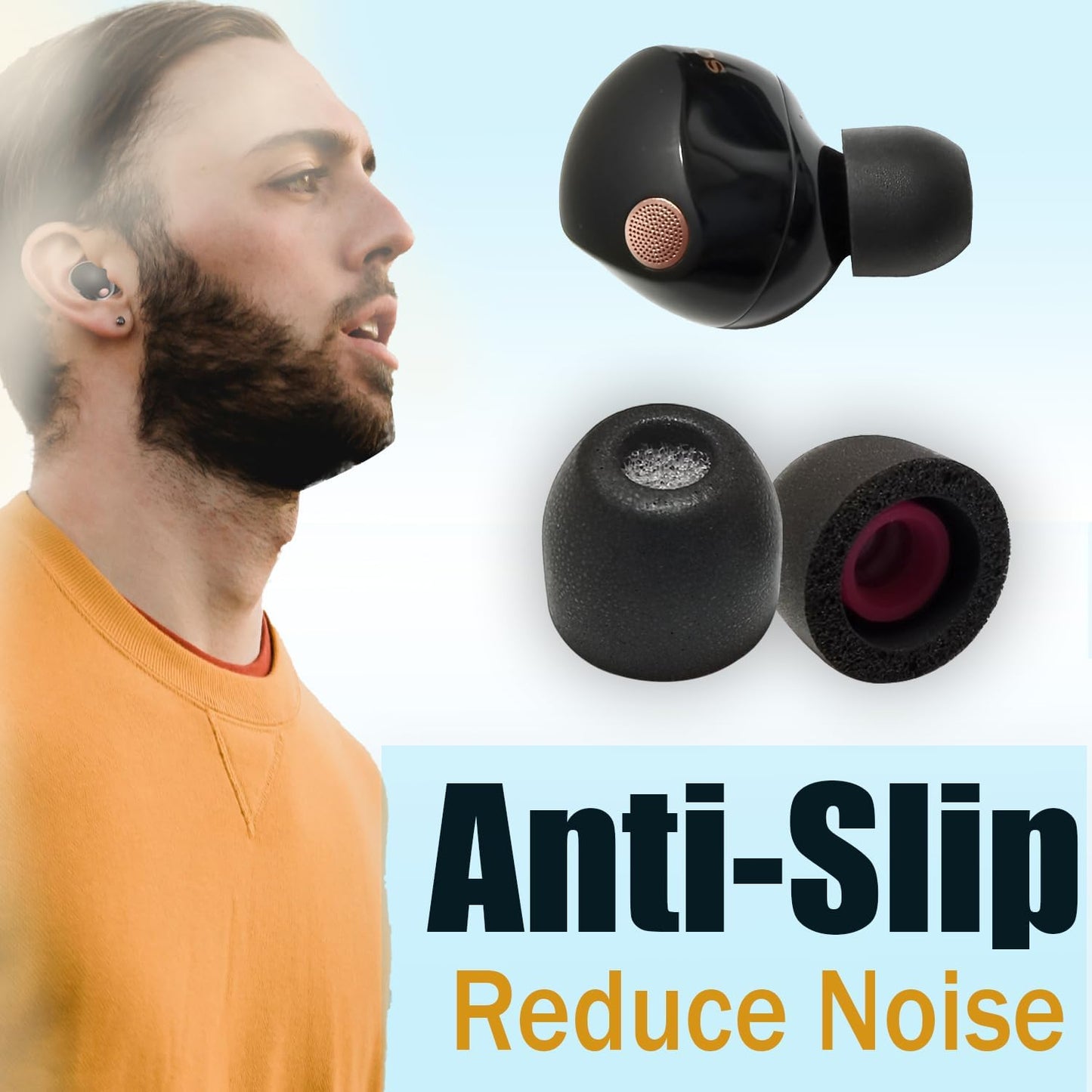 Memory Foam Tips for Sony WF-1000XM5 Earbuds Tips for WF-1000XM5 WF-1000XM4 Earbuds Case, Extra Small Earbuds Tips Black