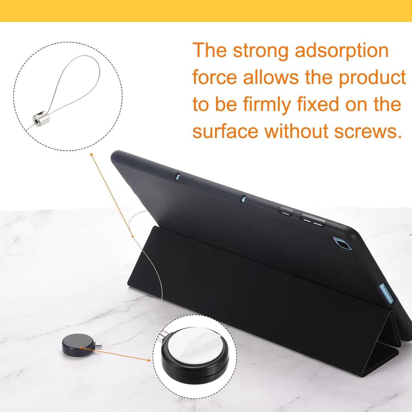 MECCANIXITY 1.8 ft Retractable Cable Lock with Latch Remote Control Security Lock with Adjustable Cord Tether Anti Theft for Laptop, TV, 200g, Black, 4 Pack