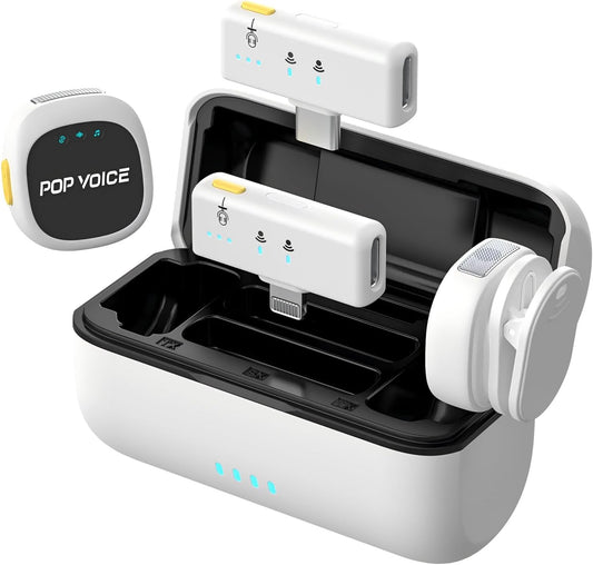 Mini Microphone for iPhone Android, Wireless Mic with 40H Battery, Noise Cancellation, 48KHz 16-Bit, 164ft Range, Magnetic & Clip on Lavalier Microphone for Video Recording, YouTube, Tiktok, Vlogging