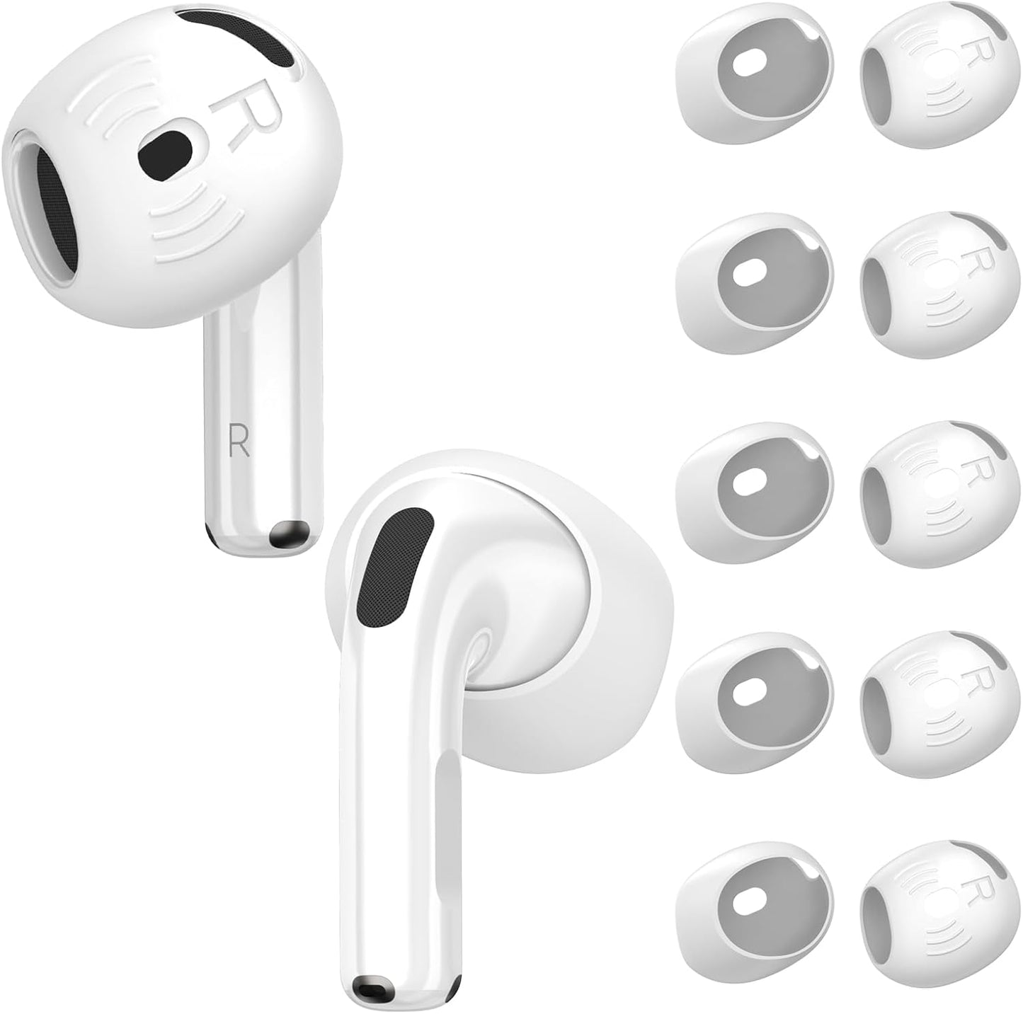 [5 Pairs] for AirPods 4 Ear Tips Covers Sport Anti Slip Anti Scratche Skin Soft Silicone Eartip AirPods 4 Gen Earbuds Accessories Compatible with Apple AirPods 4th Generation (White)